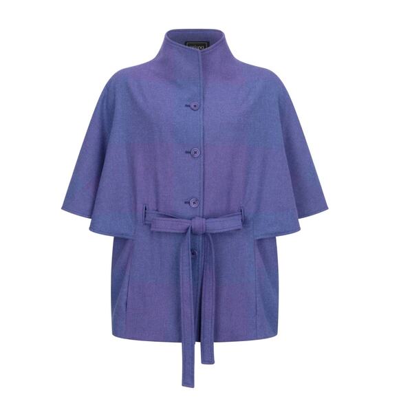 Triona Design Ireland Aoife Irish Tweed Cape Size Small Purple Square Irish Wool - Picture 2 of 15